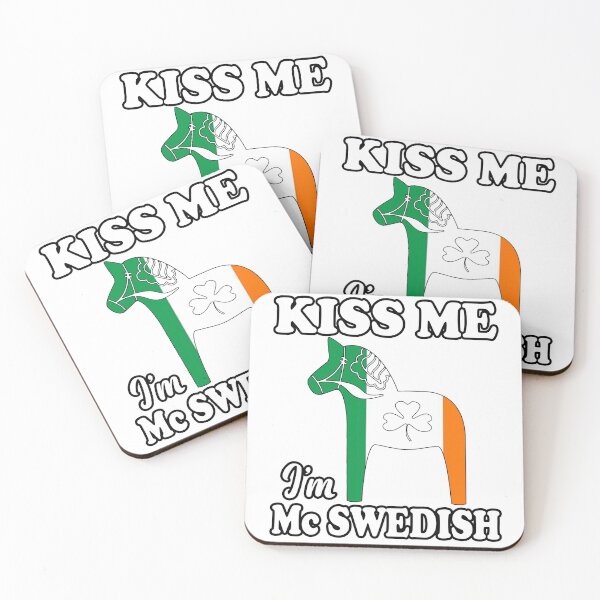 Item preview, Kiss Me I'm Mc Swedish Swedish Irish Dala Horse Green Shamrock designed and sold by funnytshirtemp.