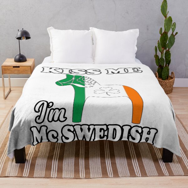 Item preview, Kiss Me I'm Mc Swedish Swedish Irish Dala Horse Green Shamrock designed and sold by funnytshirtemp.