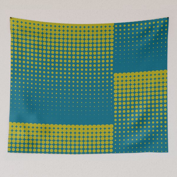 Item preview, Modern techno shrinking polka dots cerulean blue and gold designed and sold by aapshop.