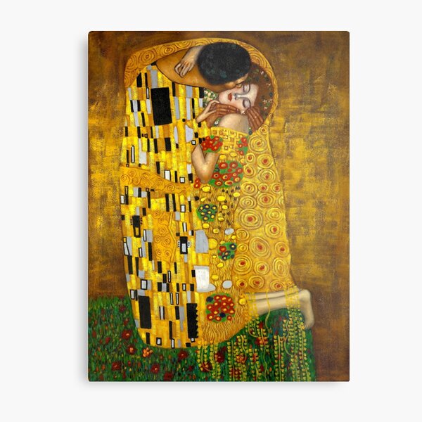 Gustav Klimt Artwork The Kiss Metal Print