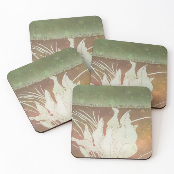 Item preview, Midnight Lilies with distressed orange and green and stars designed and sold by WatersEdgeGal.