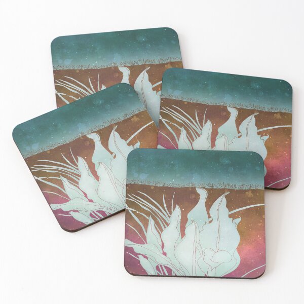 Item preview, Midnight Lilies with distressed dark teal, orange, rose, and stars designed and sold by WatersEdgeGal.