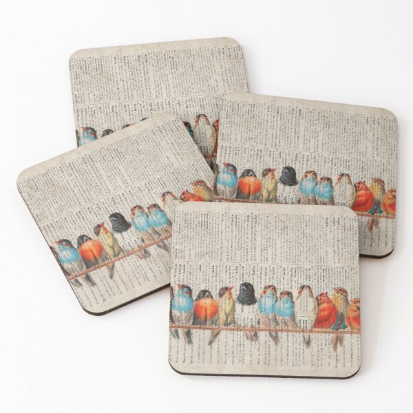 Item preview, Row of birds on old dictionary page designed and sold by fishercraft.