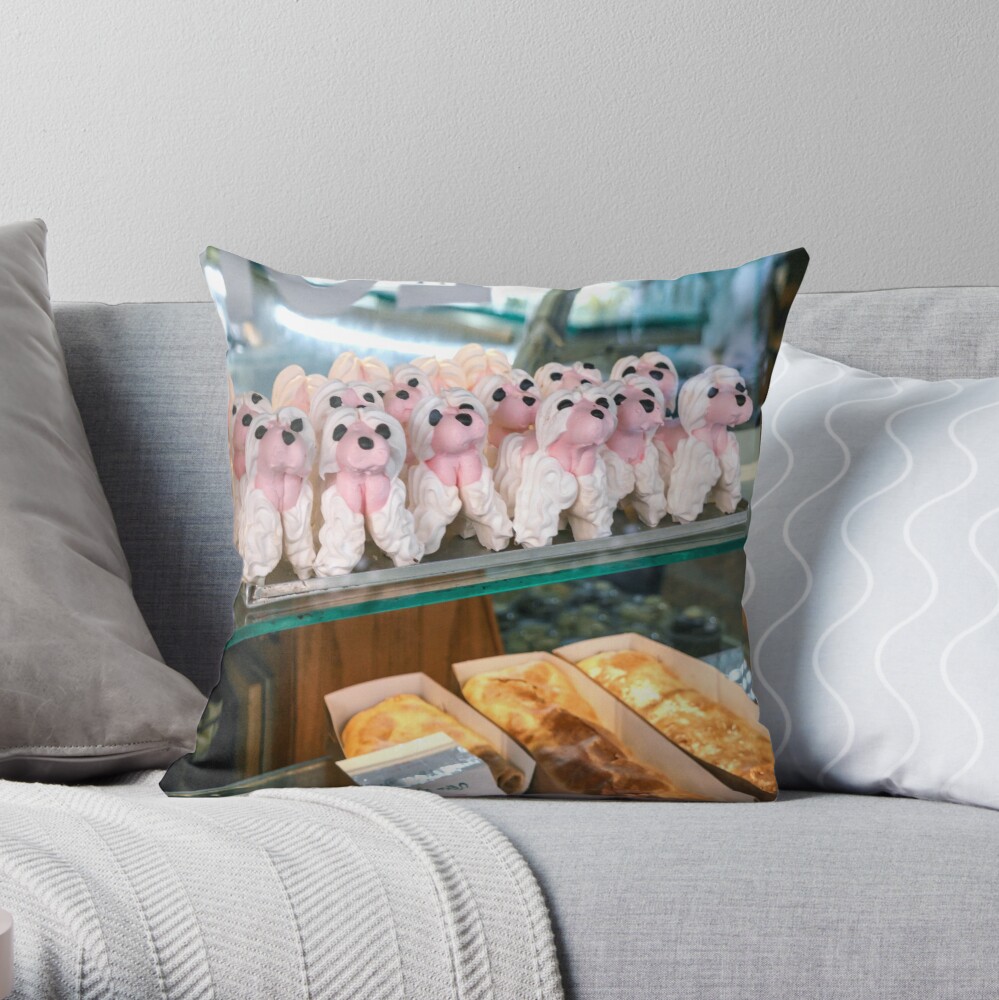 Haifa, Israel. Poodles in a Bakery. Throw Pillow