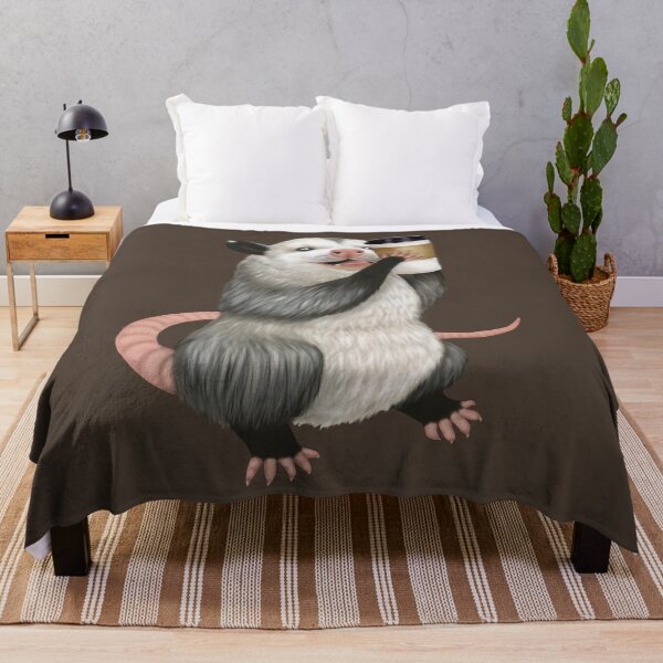 Item preview, Opossum drinking a cup of coffee designed and sold by Mehu.