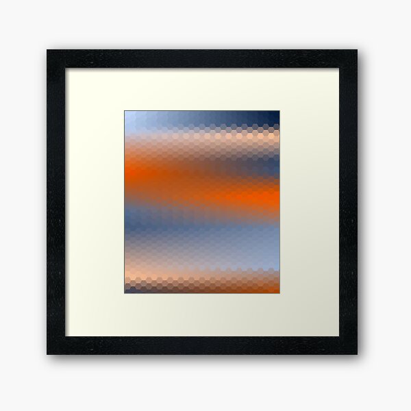 Blue Orange Brown Hexagon Ombre Framed Art Print