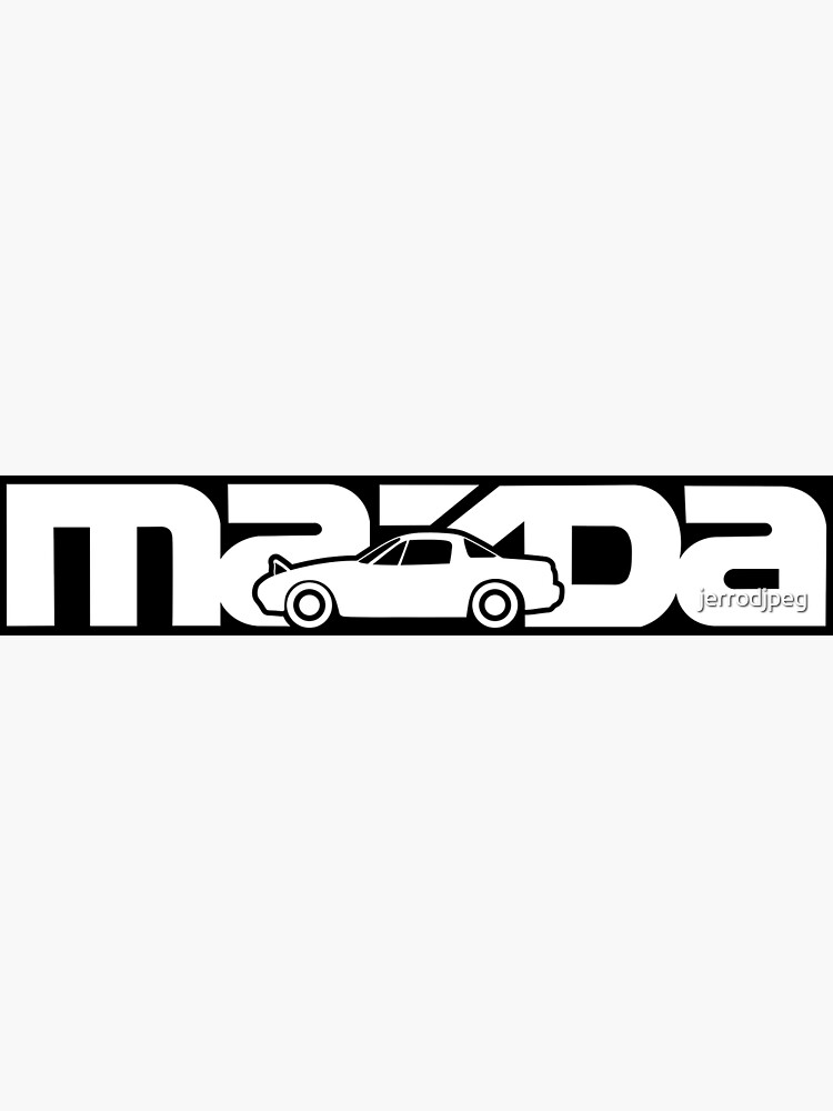 Miata Silhouette Over Mazda Logo White Photographic Print For Sale By