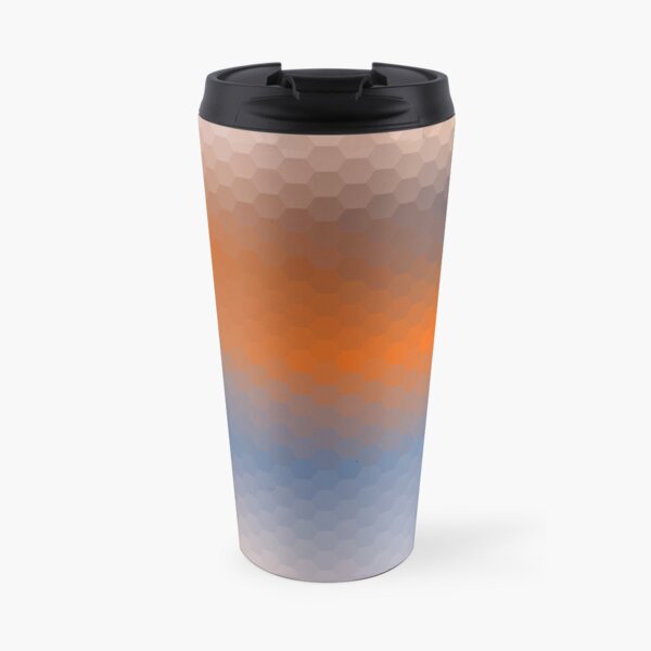Blue Orange Brown Hexagon Ombre Travel Coffee Mug