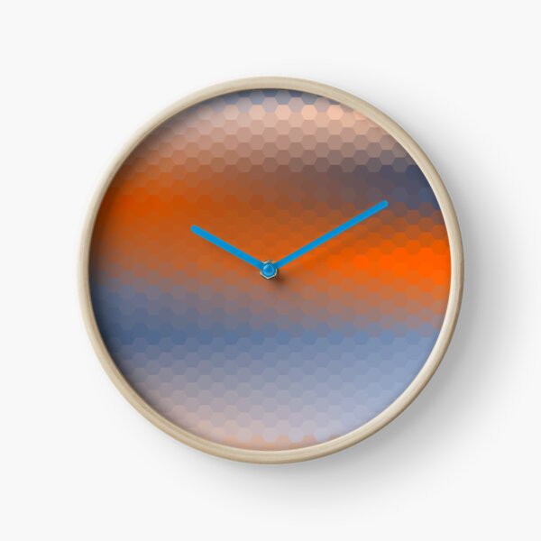 Blue Orange Brown Hexagon Ombre Clock