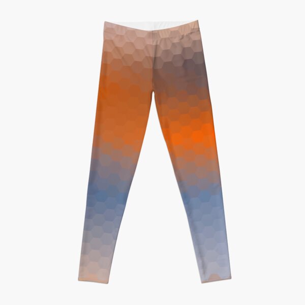 Blue Orange Brown Hexagon Ombre Leggings