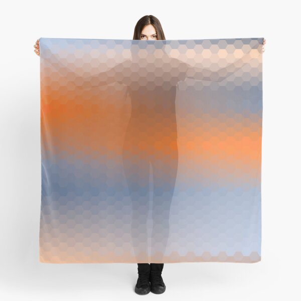 Blue Orange Brown Hexagon Ombre Scarf