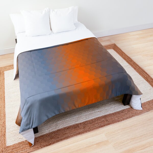 Blue Orange Brown Hexagon Ombre Comforter