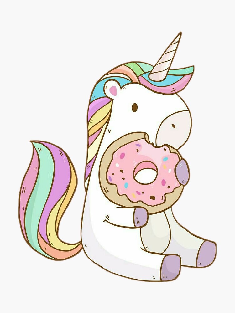 Unicorn Eating Donut Sticker For Sale By Veramartinovv Redbubble