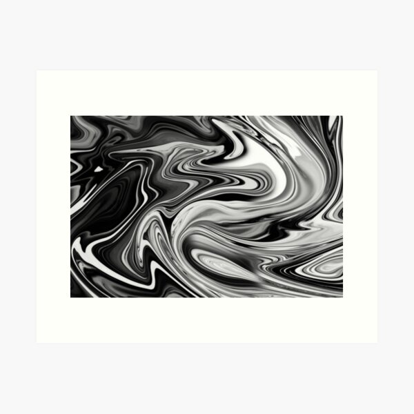 Elegant Marble 7 - Liquid Black and White Art Print