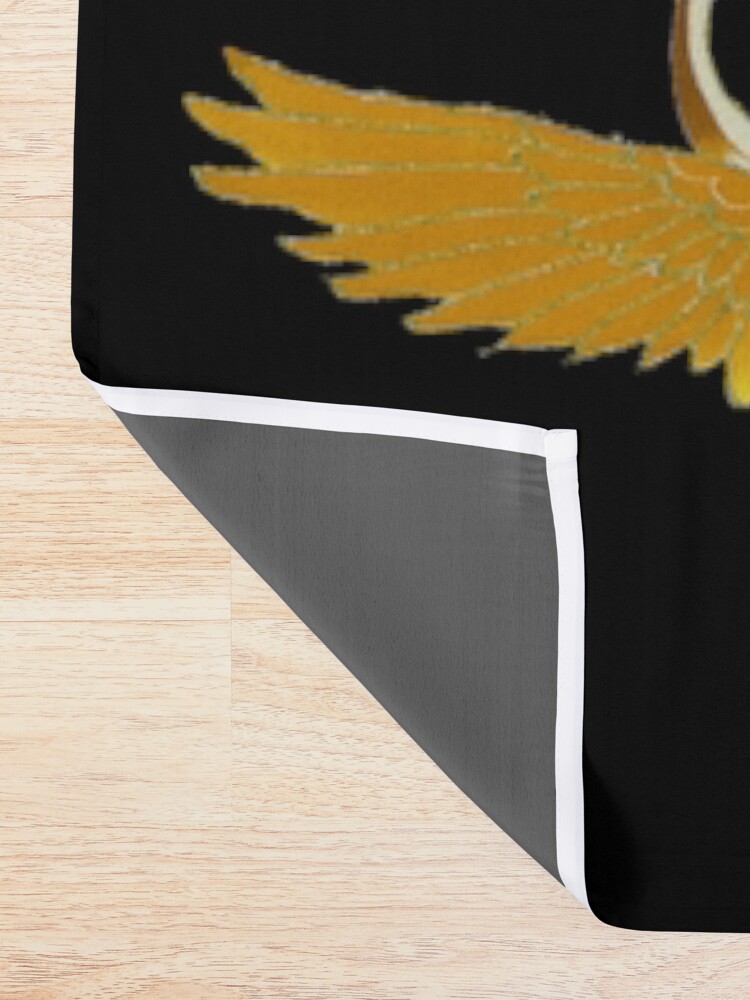 Alternate view of GOLD YELLOW WHITE FLYING CRANES IN BLACK Japanese Pattern Shower Curtain