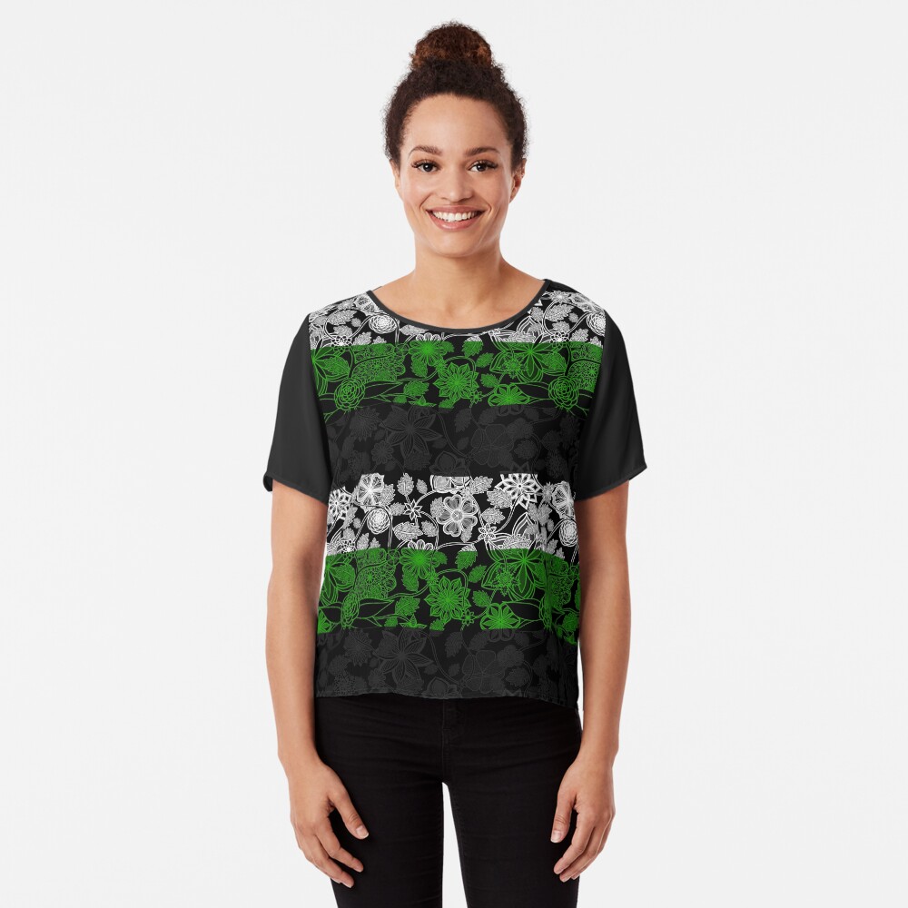 Flight Over Flowers of Fantasy - Neutrois Pride Flag Chiffon Top
