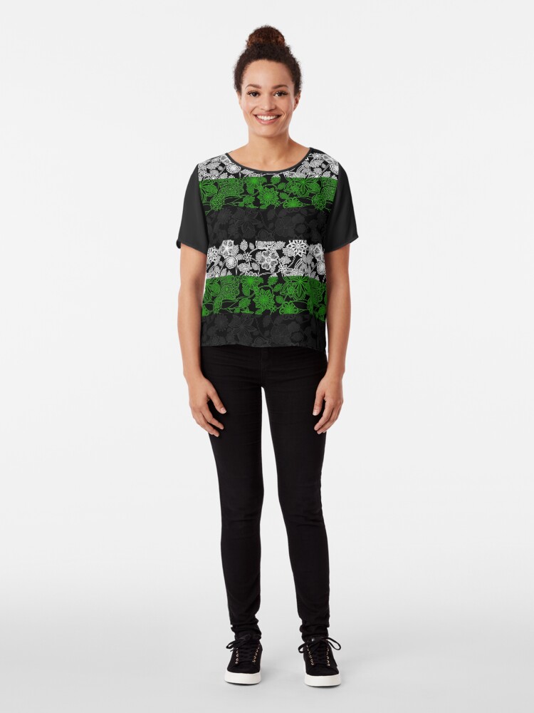 Alternate view of Flight Over Flowers of Fantasy - Neutrois Pride Flag Chiffon Top