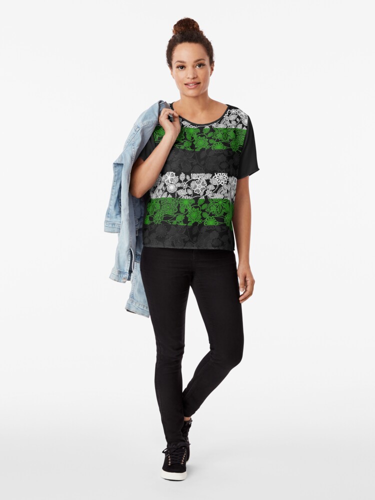 Alternate view of Flight Over Flowers of Fantasy - Neutrois Pride Flag Chiffon Top