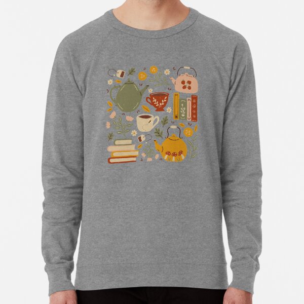 Flowery Books and Tea Lightweight Sweatshirt