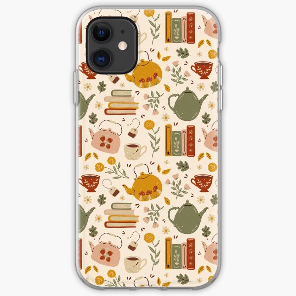 Flowery Books and Tea iPhone Soft Case