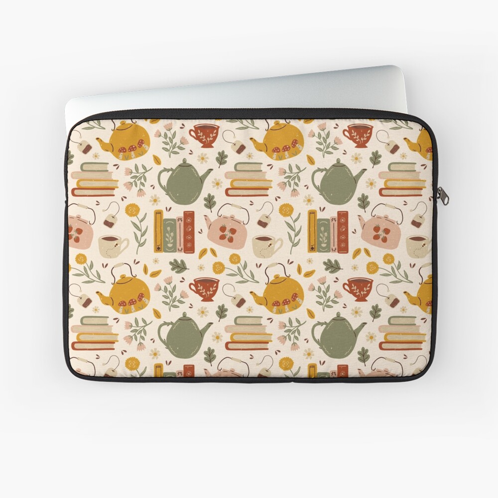Flowery Books and Tea Laptop Sleeve