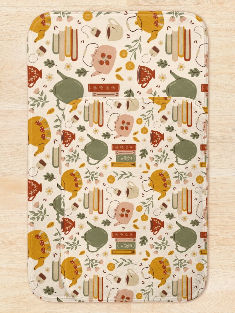 Alternate view of Flowery Books and Tea Bath Mat