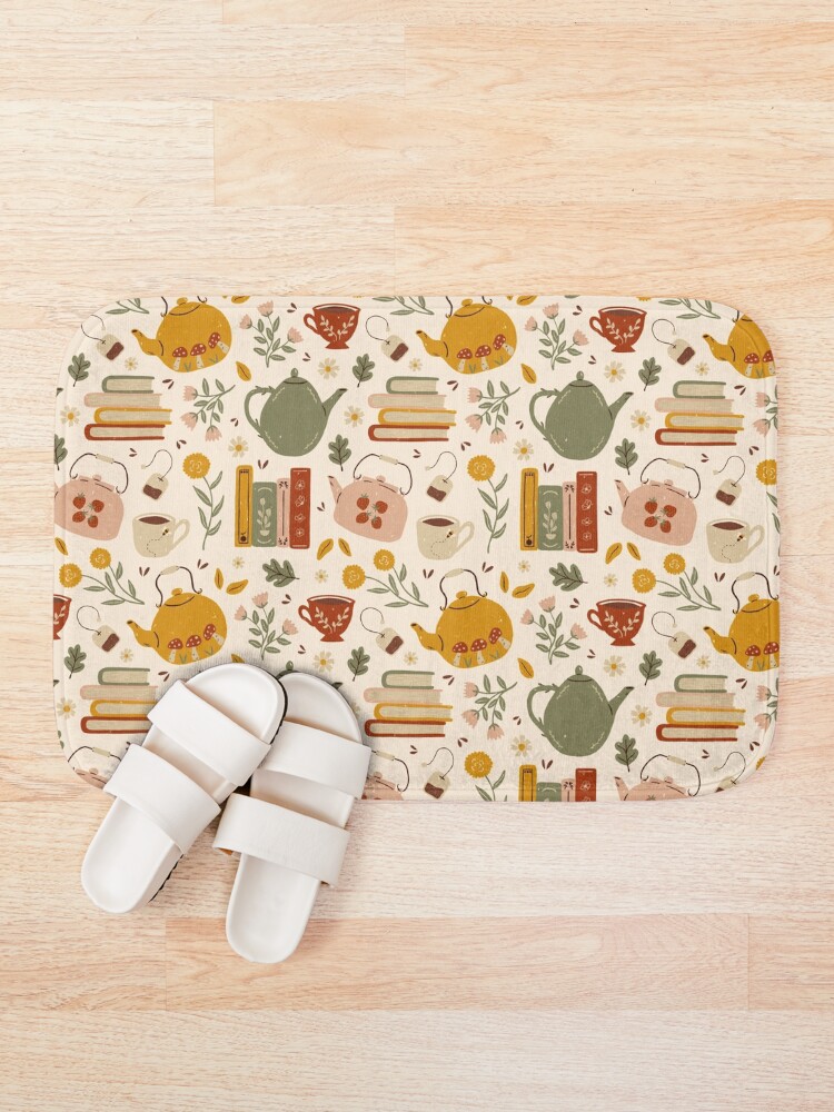 Alternate view of Flowery Books and Tea Bath Mat