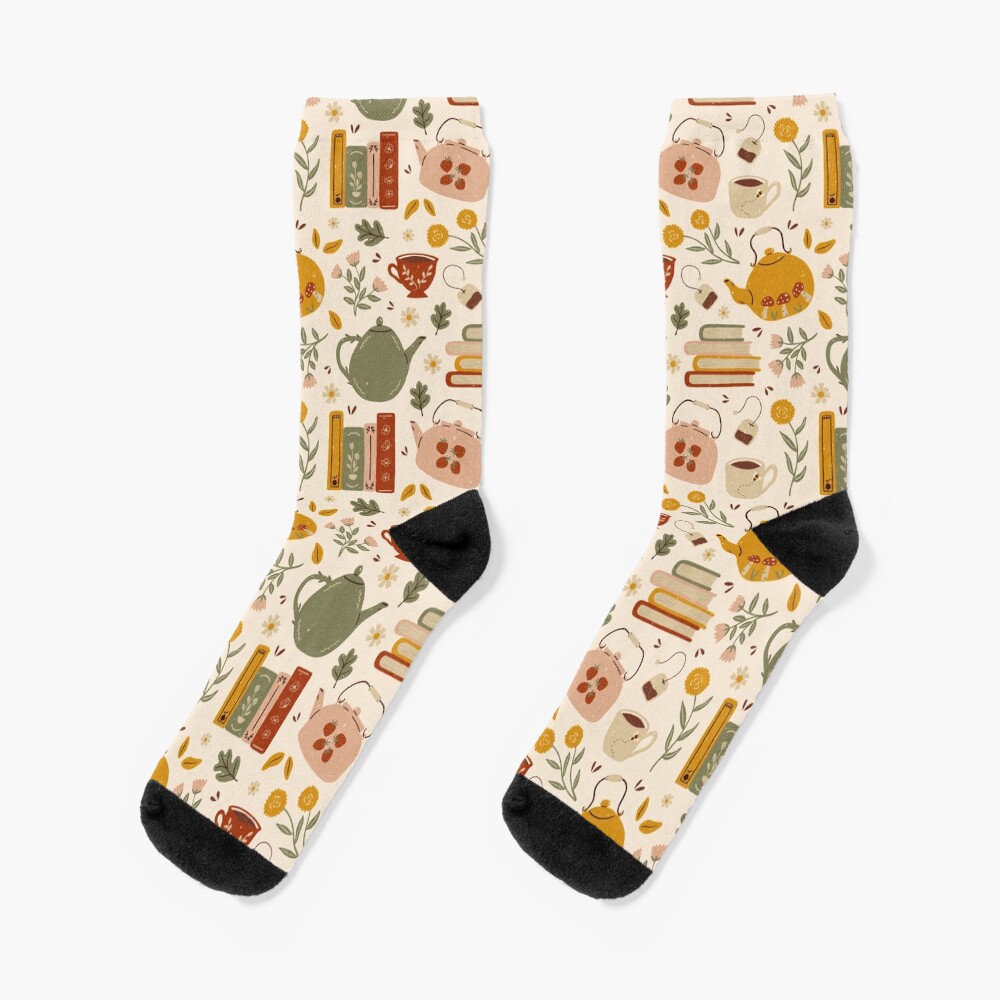 Flowery Books and Tea Socks