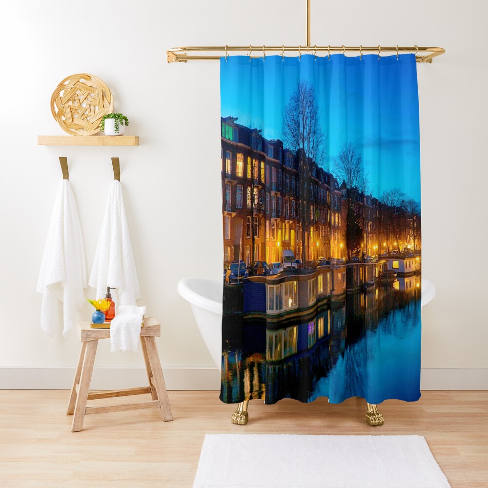 "Night Lights" Shower Curtain by VickyGood Redbubble