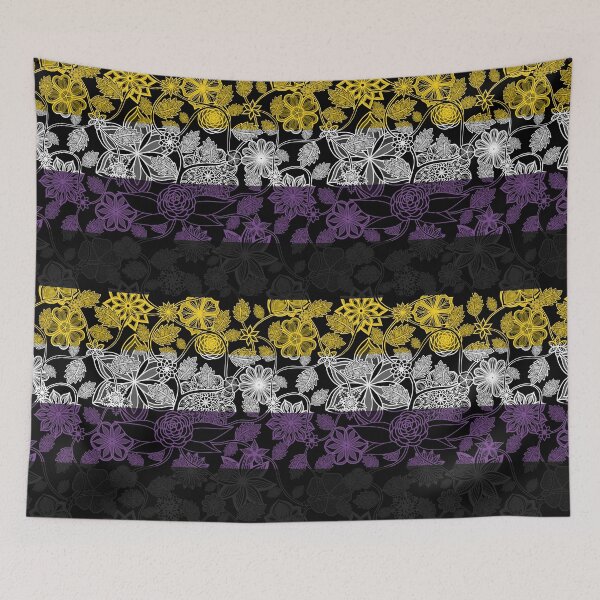 Item preview, Flight Over Flowers of Fantasy - Nonbinary Pride Flag designed and sold by StephOBrien.