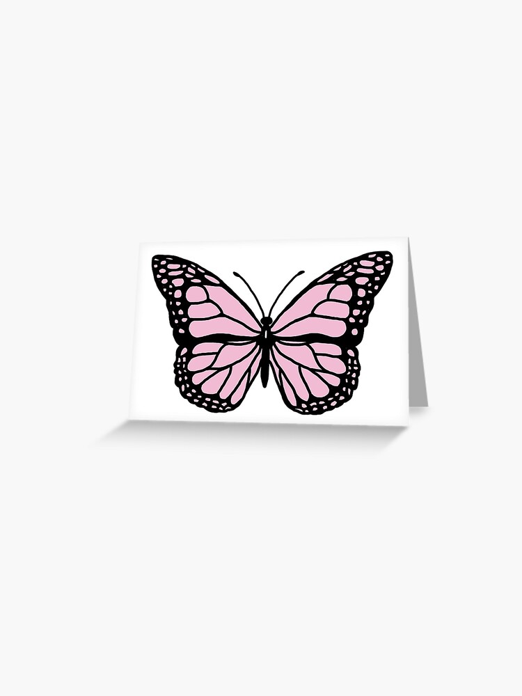 Carte de vœux for Sale avec l'œuvre « Autocollant papillon rose