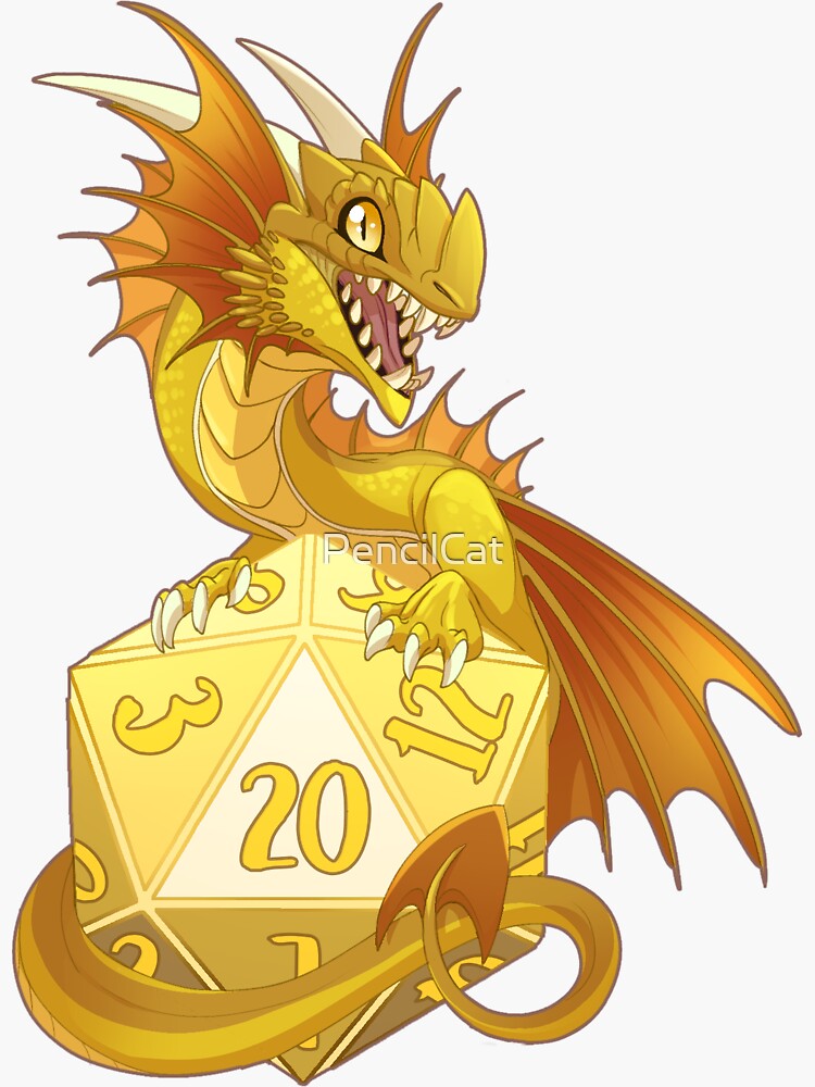 Thumbnail 3 of 3, Sticker, Dice Dragon - Nat20 designed and sold by PencilCat.