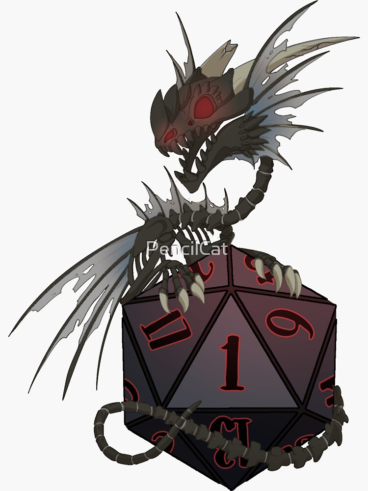 Thumbnail 3 of 3, Sticker, Dice Dragon - Natural 1 designed and sold by PencilCat.