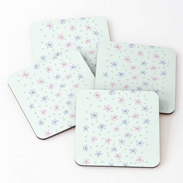 Item preview, Blue and Pink Whimsical Floral Print designed and sold by Durhamdoodles.