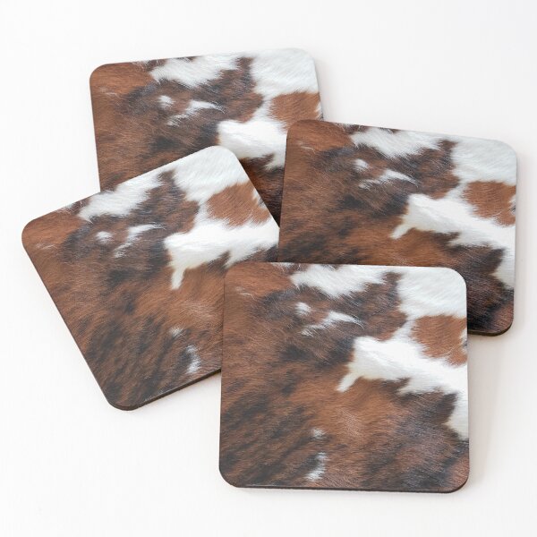 Cowhide Rodeo Western Country Living Coasters (Set of 4)