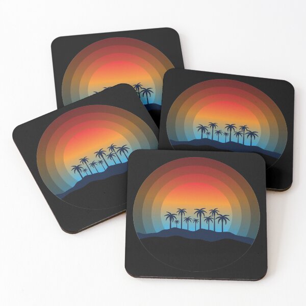 Item preview, Rainbow Sunset Palm Trees Circle designed and sold by drxgonfly.