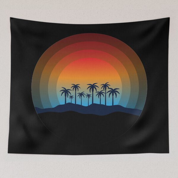 Item preview, Rainbow Sunset Palm Trees Circle designed and sold by drxgonfly.