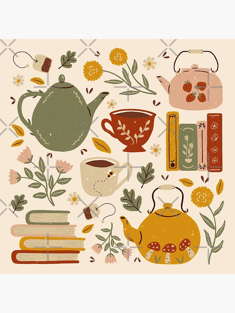 Thumbnail 5 of 5, Coasters (Set of 4), Flowery Books and Tea designed and sold by ohjessmarie.