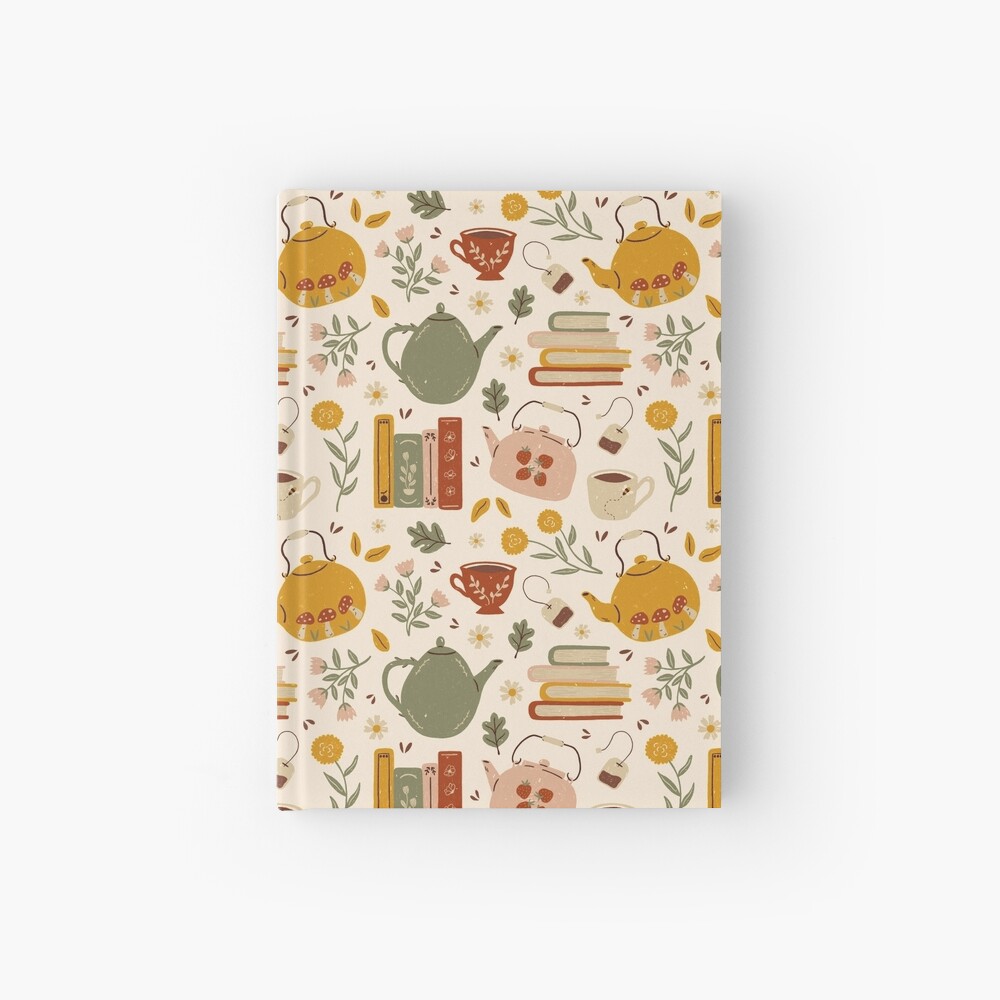 Flowery Books and Tea Hardcover Journal