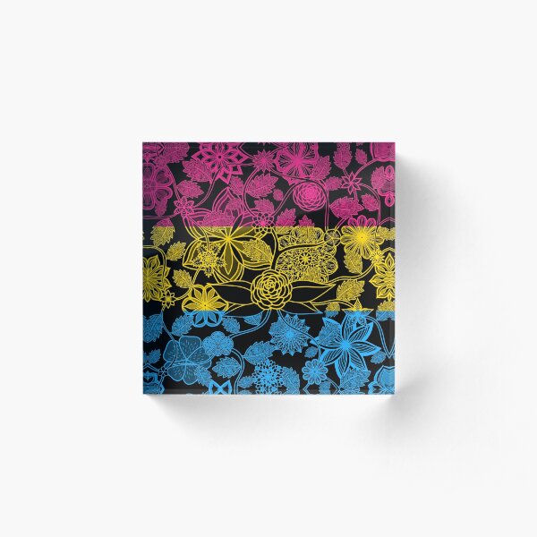 Flight Over Flowers of Fantasy - Pansexual Pride Flag Acrylic Block