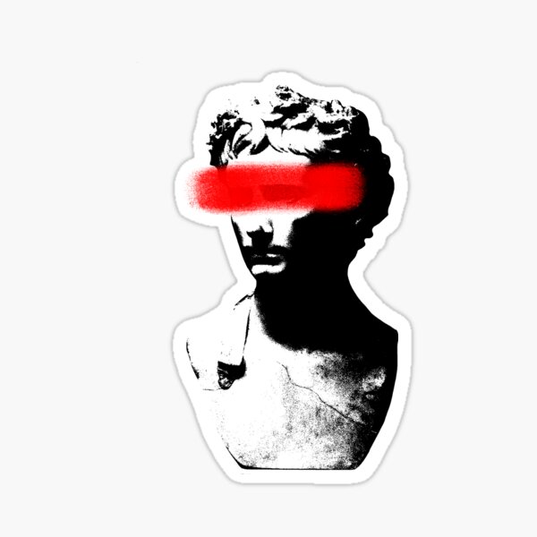 "Marble Statue Eyes Crossed Out" Sticker for Sale by RocketToPluto Redbubble