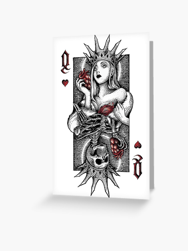 Queen Heart Card Life Vs Death Greeting Card By Lawku Redbubble