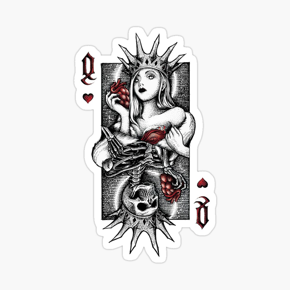 Queen Heart Card Life Vs Death Poster By Lawku Redbubble