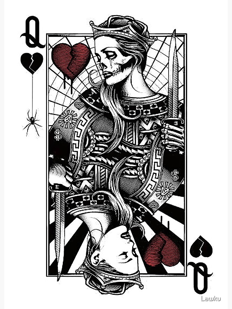 Queen Heart Card Death Vs Life Art Board Print By Lawku Redbubble