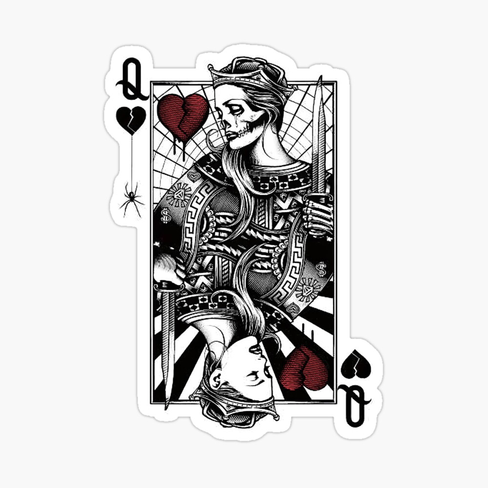 Queen Heart Card Death Vs Life Poster By Lawku Redbubble