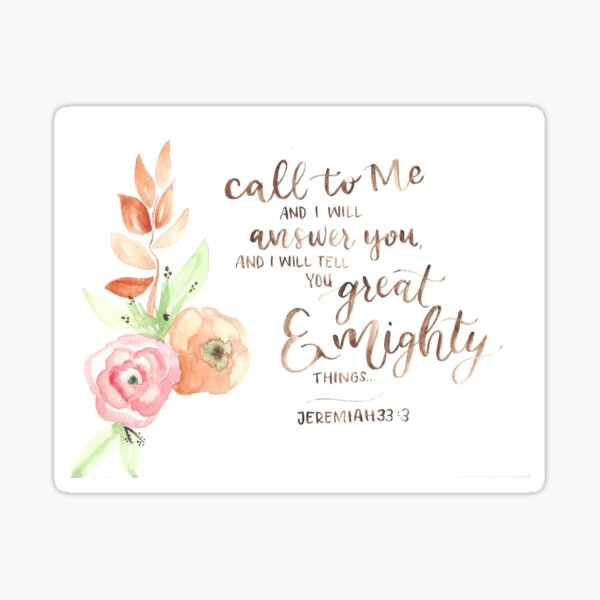 Watercolor Jeremiah 33:3 Sticker