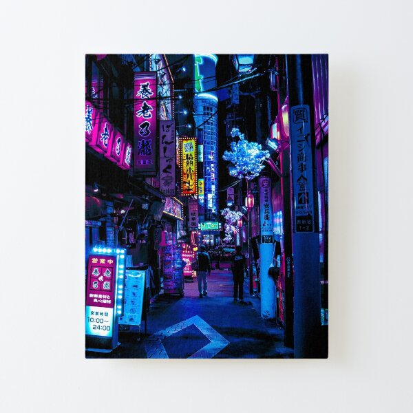 Blue Tokyo Alleys Canvas Mounted Print