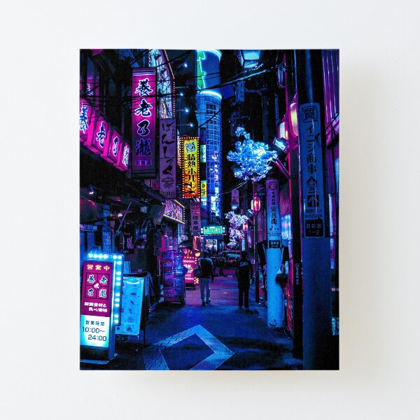 Callejones azules de Tokio Lámina montada de lienzo