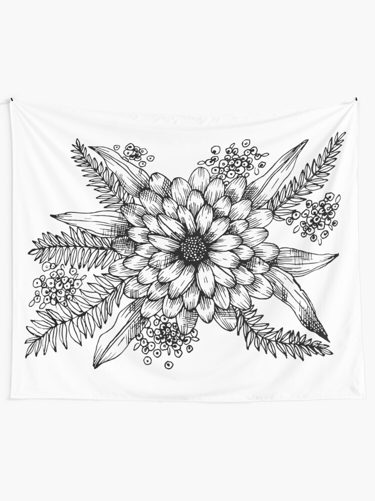 Alternate view of Florals & Ferns Tapestry