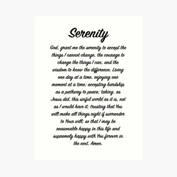 full serenity prayer art print by heavenlypeace redbubble